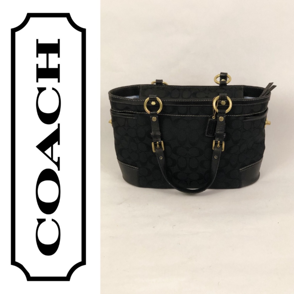 COACH Black Monogram Tote